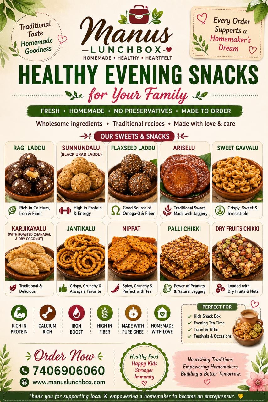 Manu's LunchBox — healthy homemade evening snacks for your family